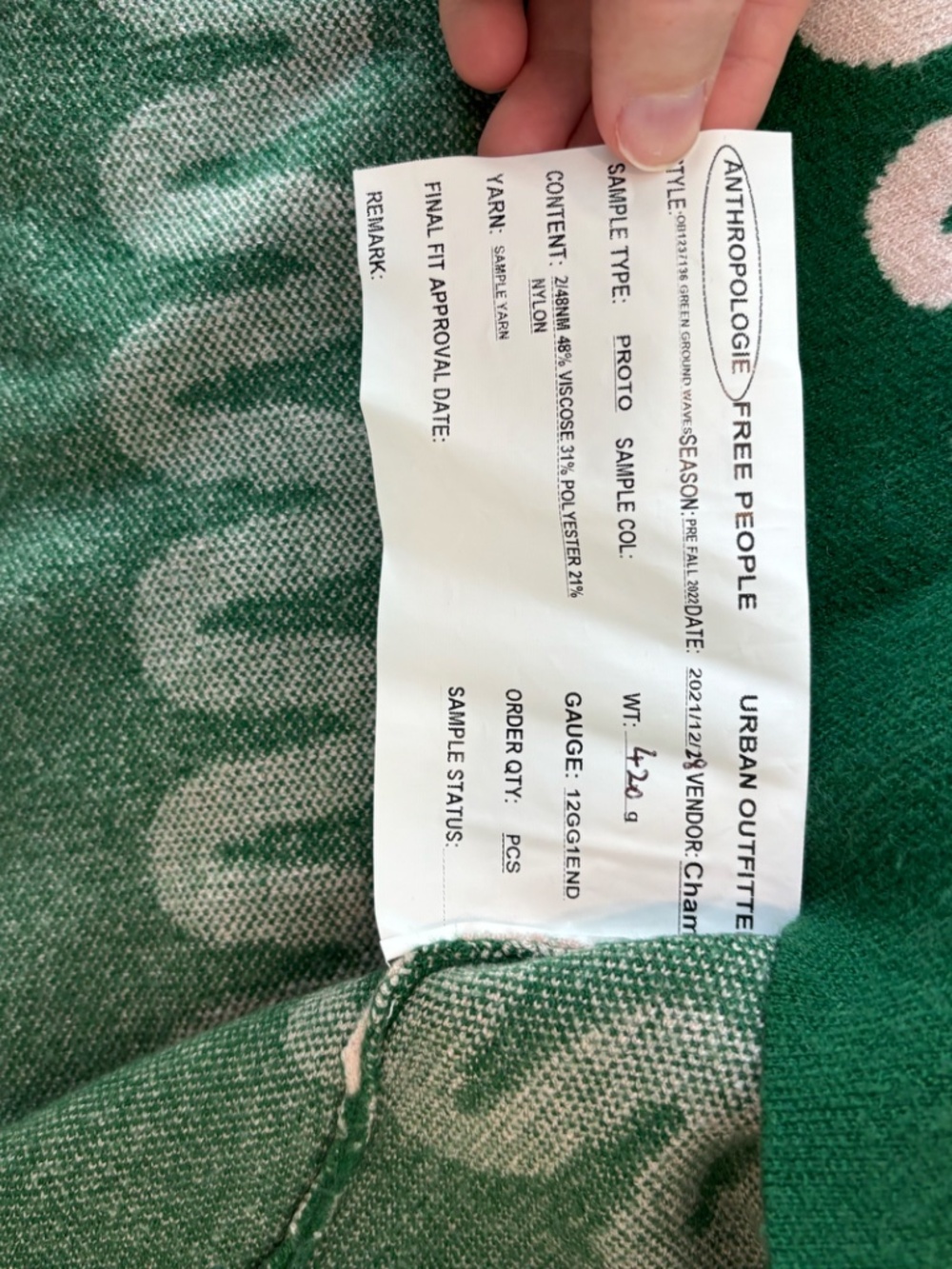 Anthropologie Green Patterned Knit Sweater – Size S - Picture 6 of 9